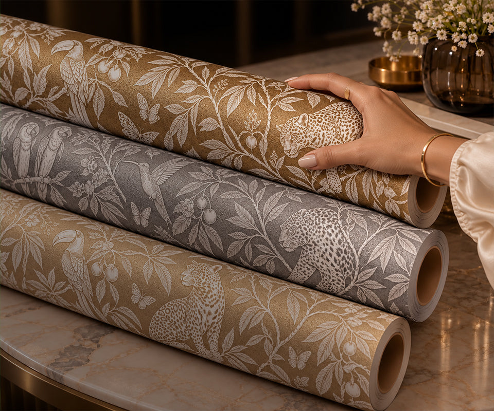 Woman viewing custom wallpaper