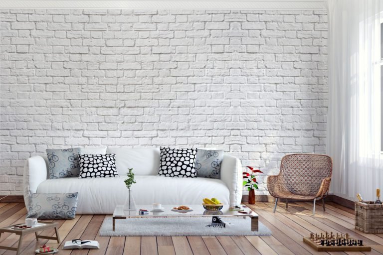 White Brick Wall Print A Wallpaper