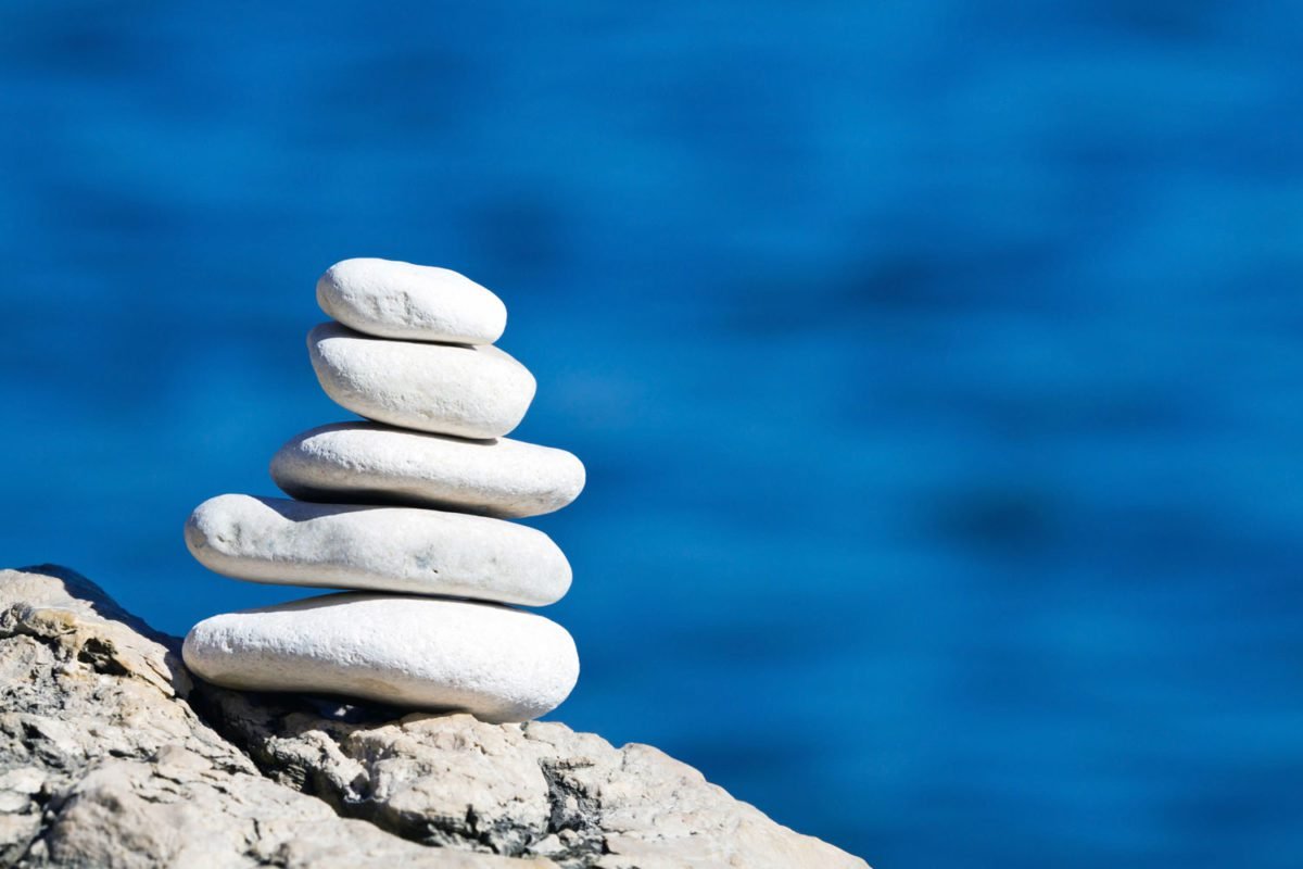 White Pebbles on Blue