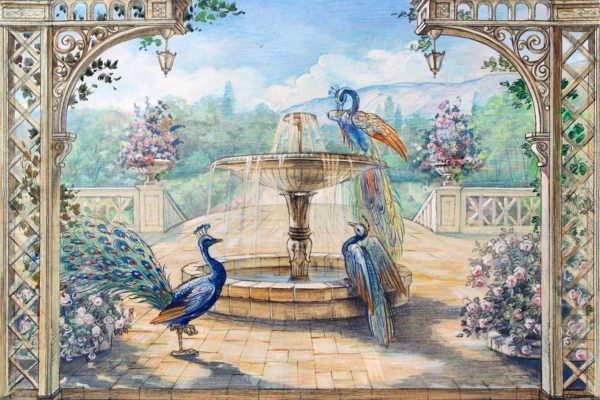 Fountain Peacocks