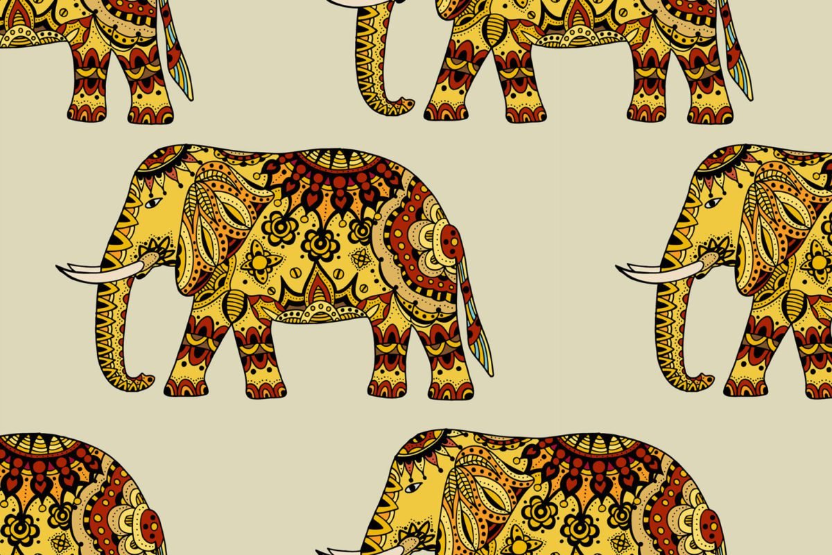 Golden Indian Elephants