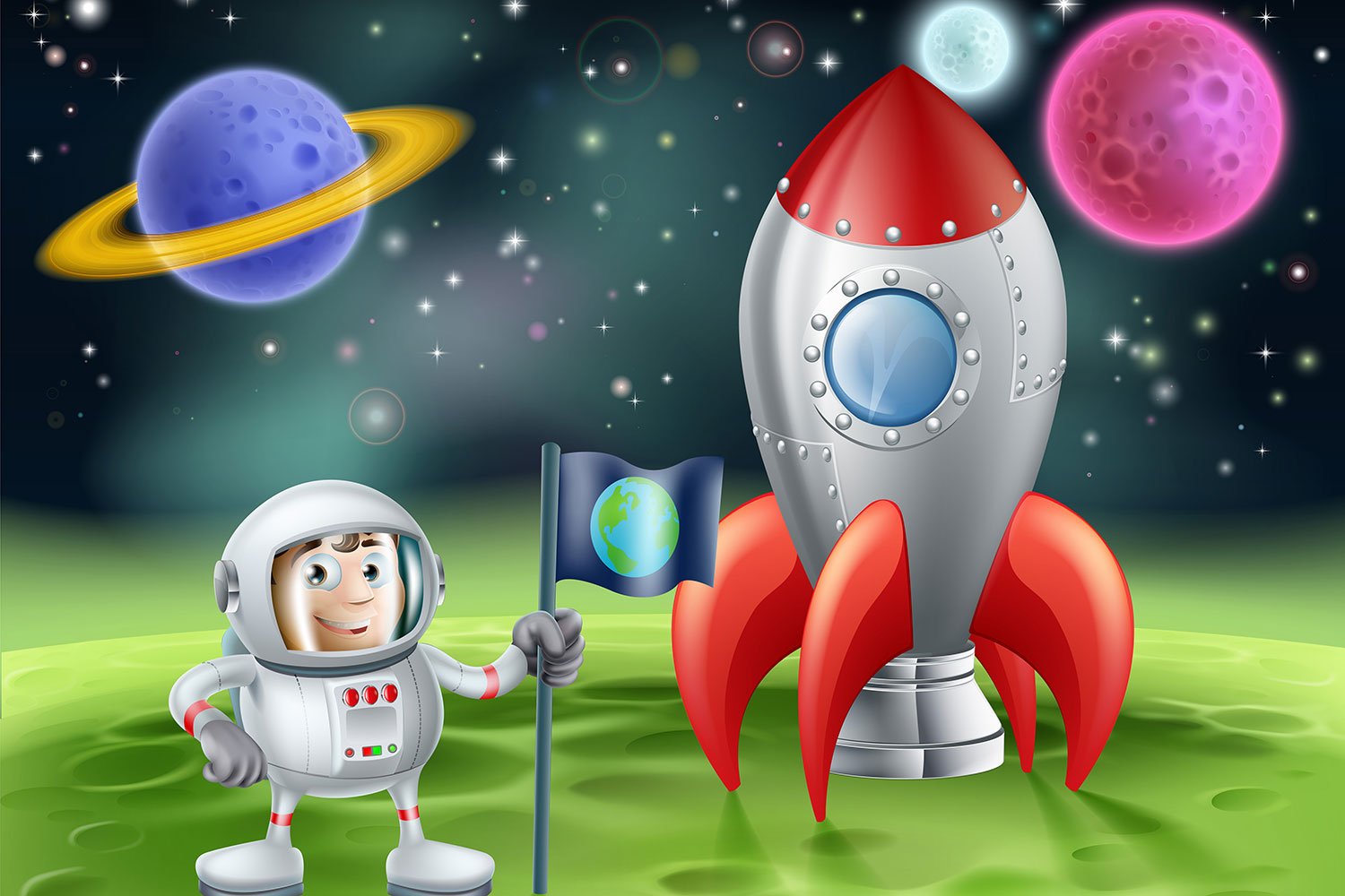 Ракета космонавт планеты для детей