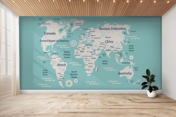 World Map on Aqua