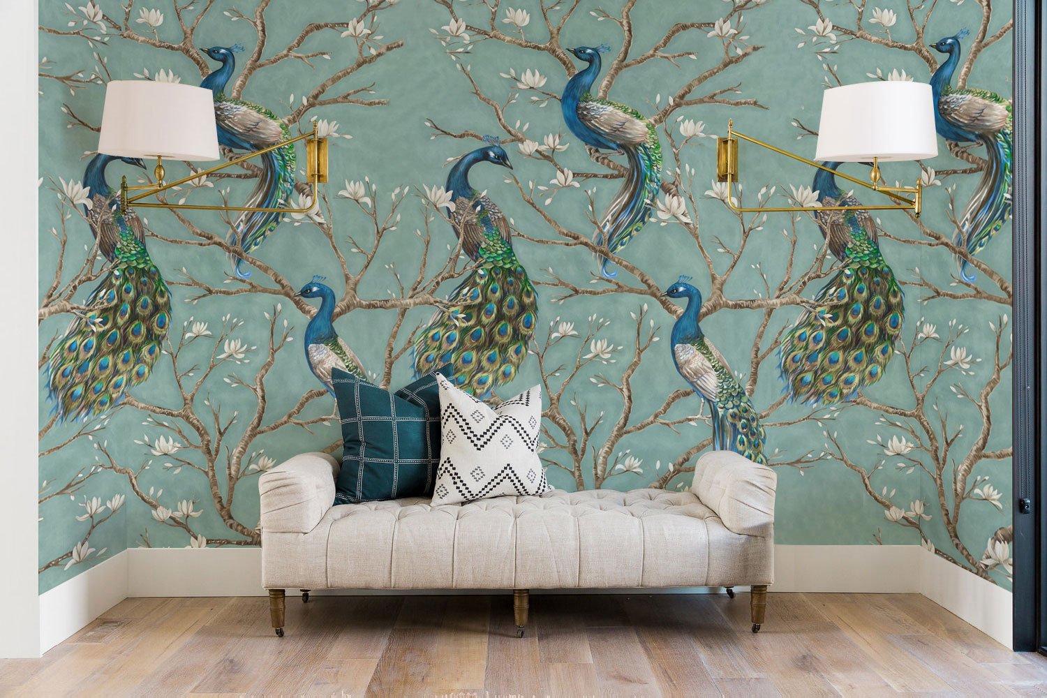 Royal Peacocks Blue – Print A Wallpaper